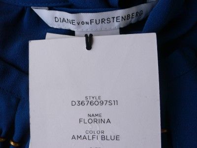 Diane von Furstenberg Amalfi Blue Florina Silk L/S Dress NWT 2  