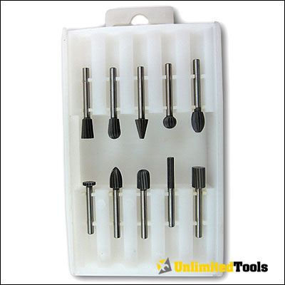 10 PC BURR BIT SET HSS ROTARY FILE 1/8 SHANK FIT DREMEL  