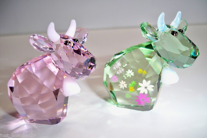 SWAROVSKI SET OF 2 LOVLOTS MO COWS FLOWER MO & PINKY MO  