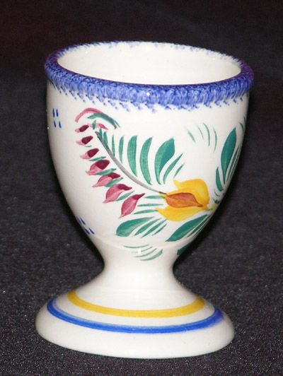 NEW Quimper Egg Cup Oiseau Bleu pattern W/ Certifica  