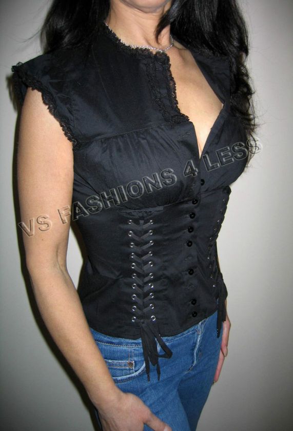 VICTORIAS SECRET LACE UP CORSET BLOUSE $48  