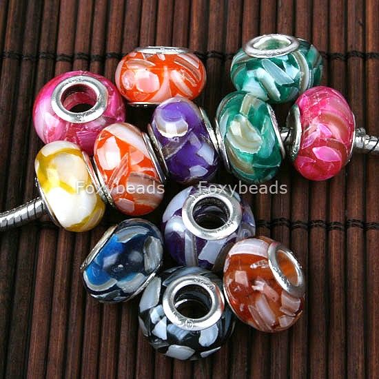 100PC BULK Resin Shell Charm Bead Fit European Bracelet  