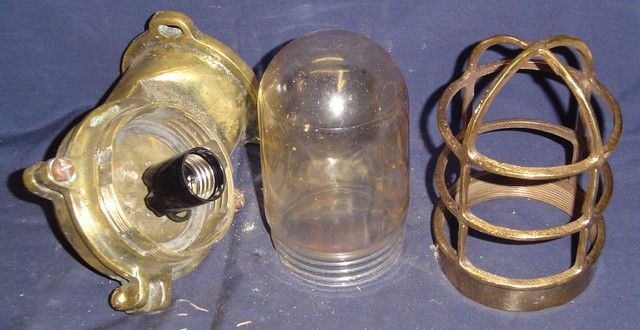 Pair Original Cast Brass Nautical Bulkhead Lights Polished & Re wired 