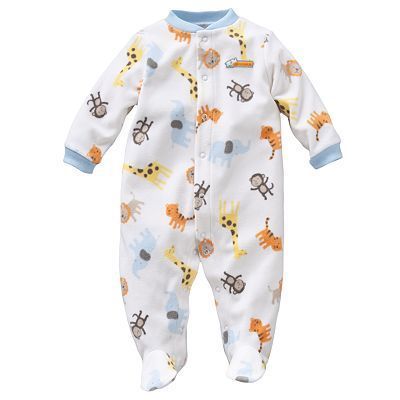 New Carters Sleep n Play Fleece Boy Safari Animal Print NWT 3m 6m 9m 