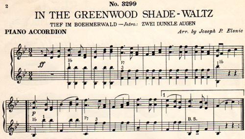 In the Greenwood Shade Elsnic Accordion Sheet Music  