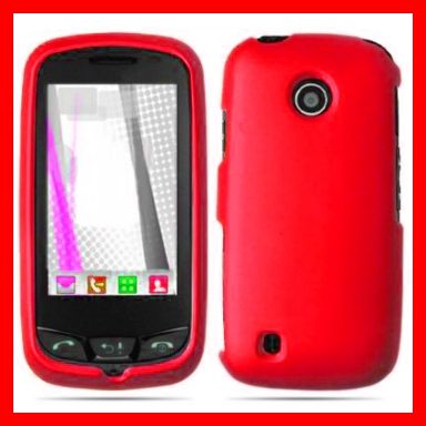 RED RUBBER HARD CRYSTAL CASE COVER LG COSMOS TOUCH 270  