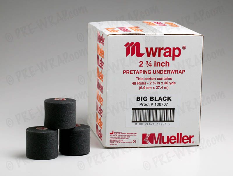 Mueller Black Pre wrap Case of 48 mwrap/foam prewrap  