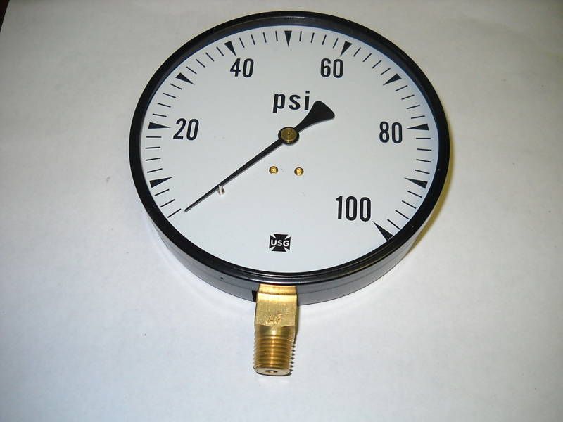 New USG Gauge 0 100 PSI 4 3/4 1/4 NPT  