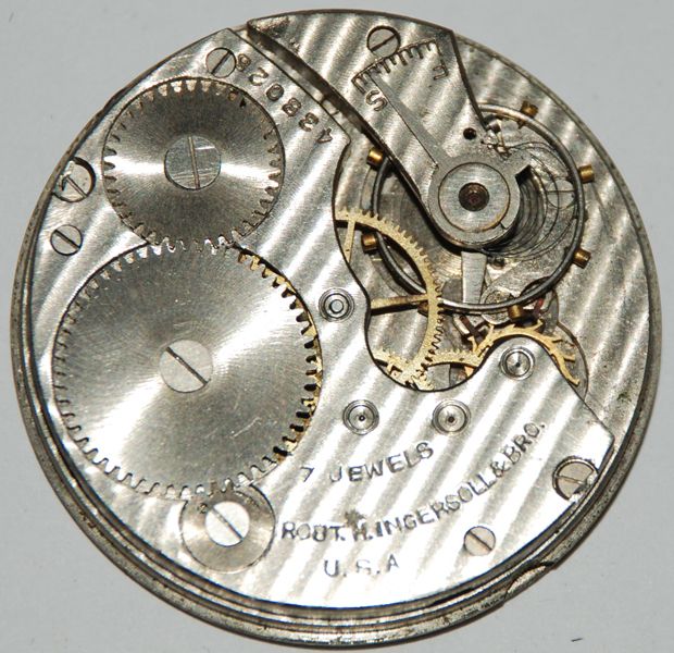 VINTAGE 16S INGERSOLL POCKETWATCH MOVEMENT 7 JEWEL #P75  