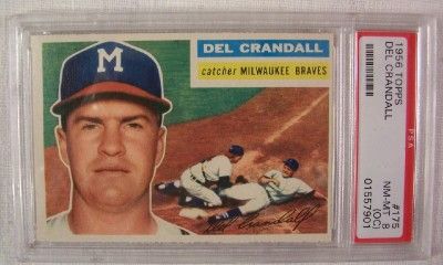 1956 TOPPS   DEL CRANDALL   #175  PSA 8 NM MT OC lw  