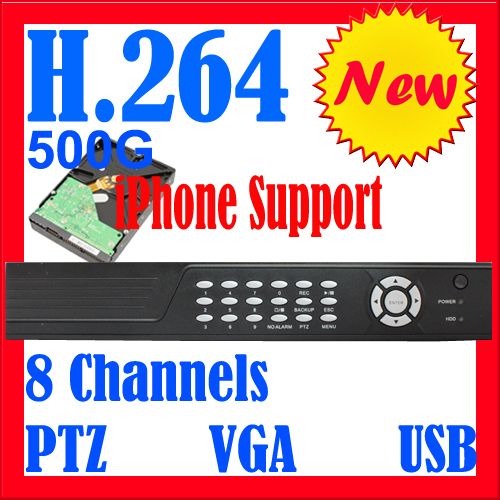 H264 8CH 8 CHANNELS iPHONE CCTV SECURITY DVR w/500G HDD  