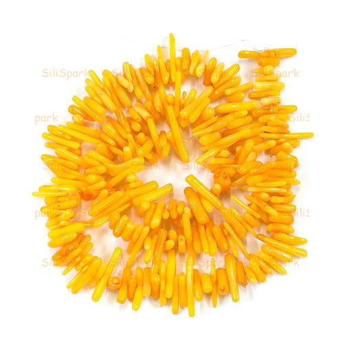 13mm Yellow Sea Coral Branch Gemstone Loose Bead  