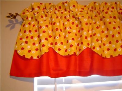 Layer Yellow ladybug/red valance, 72x16, Handmade  