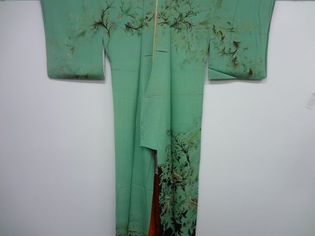 9692# Japanese KIMONO SILK / DYED LEAF  