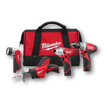   12v Cordless M12 Lithium Ion 4 Tool Combo Kit 2498 24 NEW  