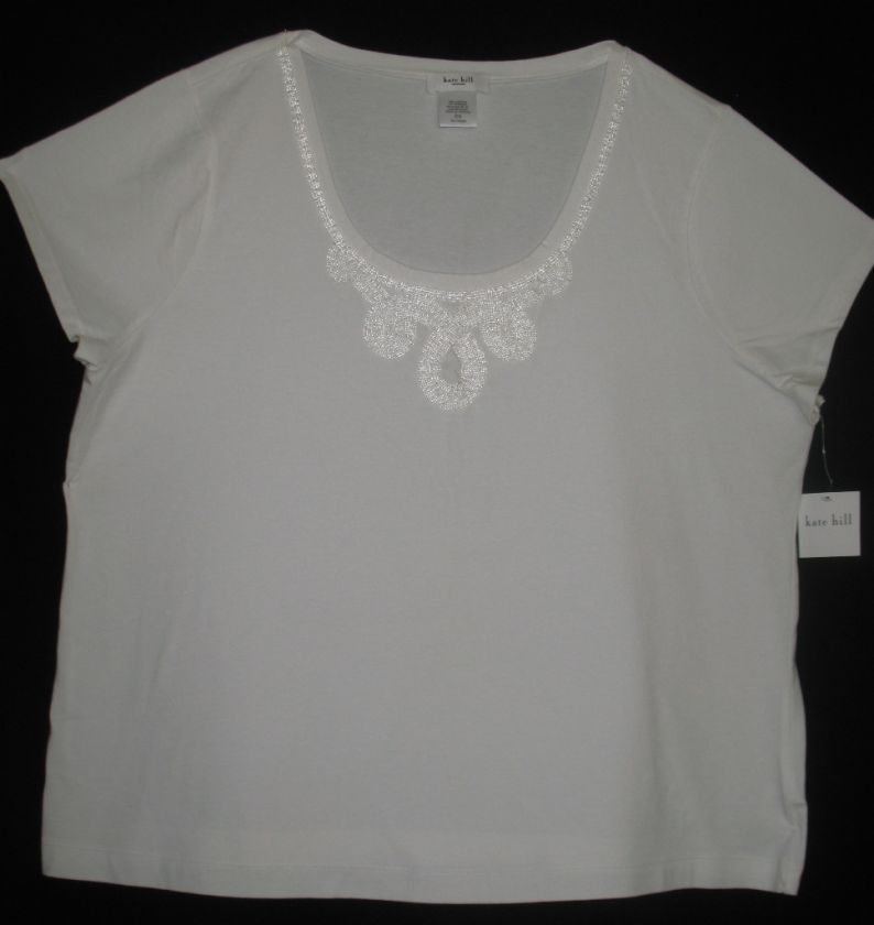 KATE HILL WOMAN  PLUS SIZE  EMBELLISHED T SHIRT  2X  