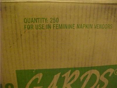 GARDS NO 248 KOTEX SANITARY NAPKINS VENDING 250 CASE MAXI PADS 8 