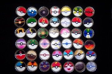 POKEMON INSPIRED POKEBALLS BOTTLE CAP CHARMS  