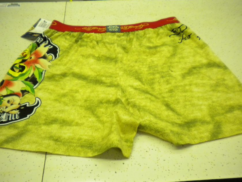 NEW MENS ED HARDY BOXER SHORTS MEDIUM (32 34) KHAKI  