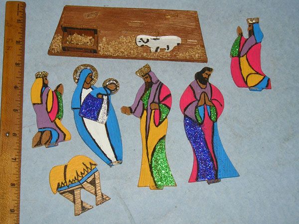 Vintage 3D 3 dimensional Wooden Christmas Nativity Decoration  