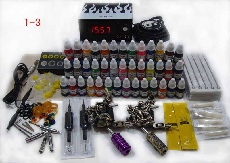 Tattoo Starter Kit 2 TOP Gun 40 Ink Power tip needle 13  