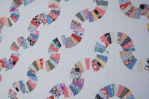 DAZZLING 30s Snail Trails Concentric Fans Antique Quilt  