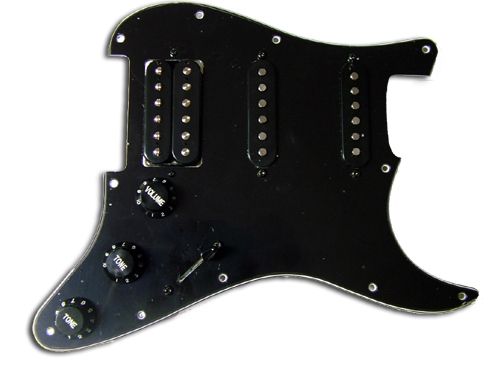 Dragonfire Loaded Strat Pickguard, Blues Kat 3, Black  