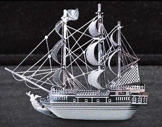 New Metal Marvel 3D Laser Cut Black Pearl Pirate Ship Boat Model 