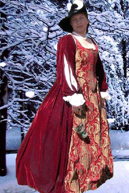 pc. RED REGAL RENAISSANCE COSTUME DRESS GOWN S 5X RC  