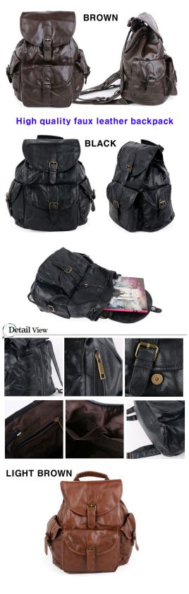 MENS BAG MENS BACKPACK LEATHER SCHOOL VINTAGE CASUAL BACKPACK BLACK 