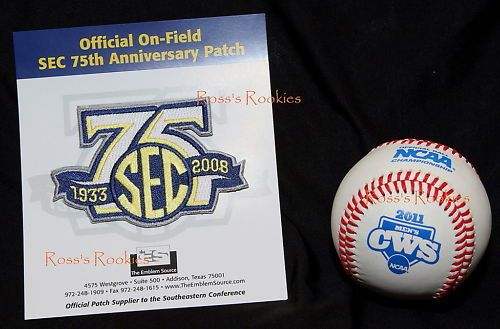 2011 RAWLINGS CWS BASEBALL & SEC 75TH ANNIV PATCH  