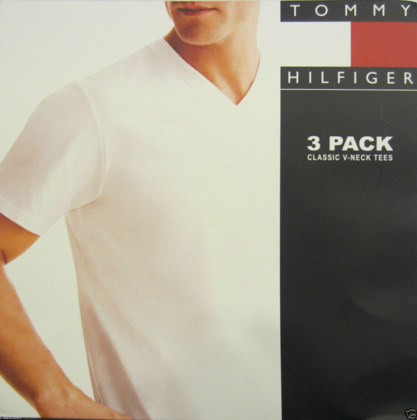 TOMMY HILFIGER MENS COTTON WHITE V NECK T SHIRTS NWT S M L XL XXL 