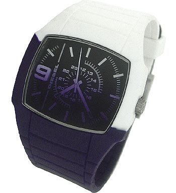 DIESEL WHITE AND PURPLE SILICONE MENS WATCH DZ1424  