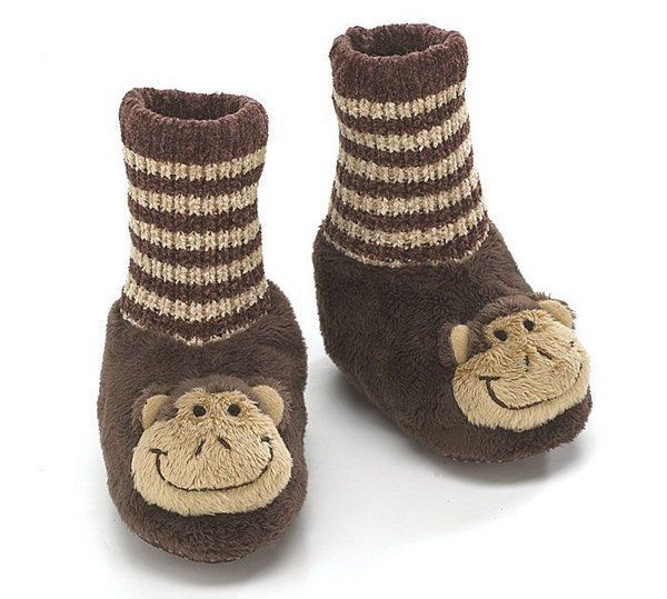 Infant Toddler Baby KoKo Monkey Animal Plush Slipper Brown House Shoe 