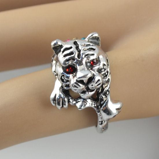 WhOLESALE 10 PCS VINTAGE SILVER PLATED COCKTAIL TTIGER CRYSTAL CHIC 