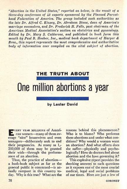 ABORTION IN THE UNITED STATES 1958 COMPREHENSIVE REPORT  