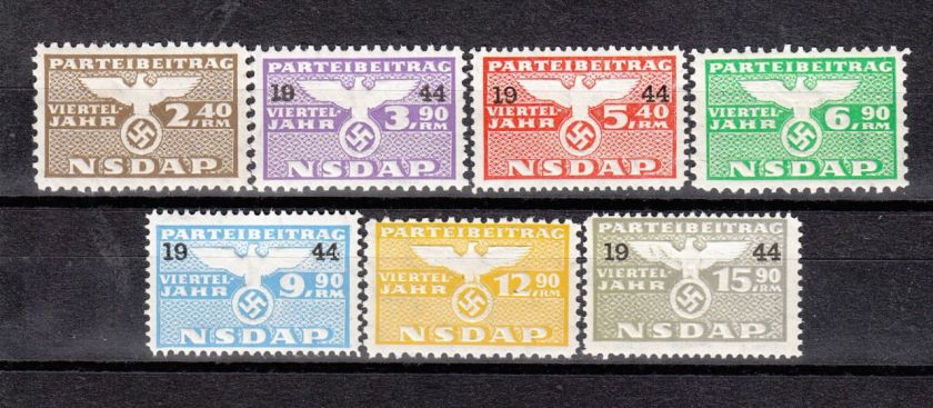 Stamp Germany Revenue WWII 3rd Reich Nazi Swastika NSDAP Party Fee 