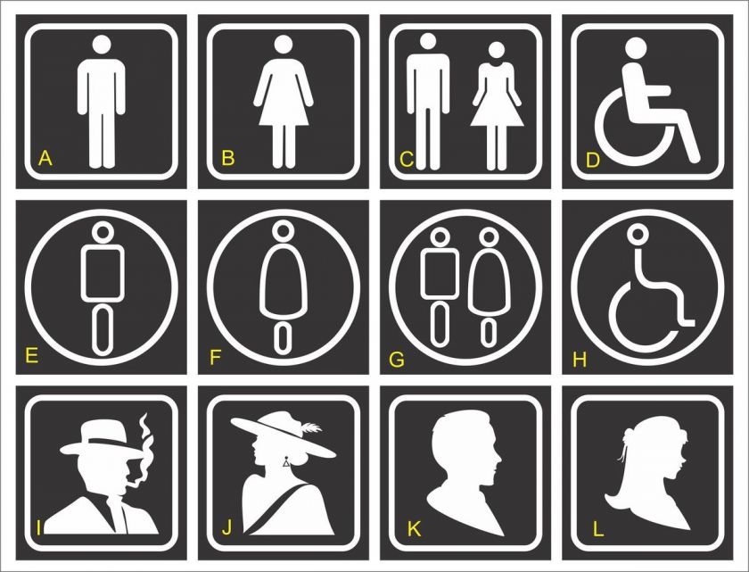  RESTROOM SIGNS / TOILET SIGNS / WC TOILET SIGN / BATHROOM SIGNS 