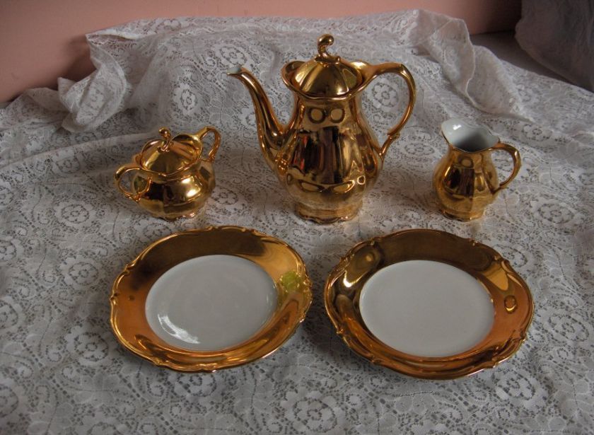 Pc Antique RW Rudolph Wachter China Gold Coffee Tea Set Bavaria