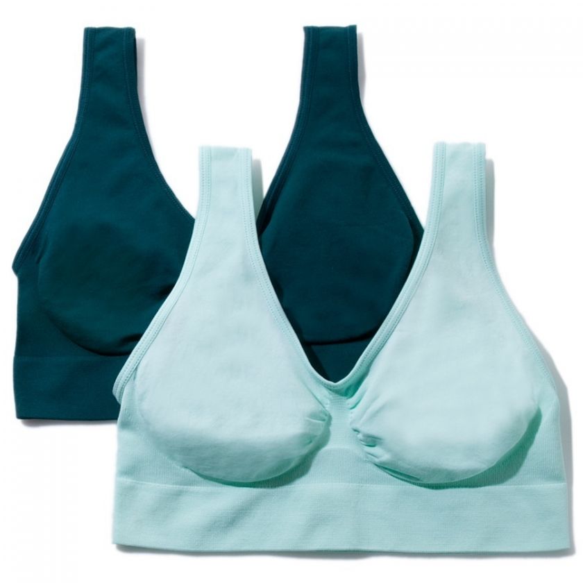 Rhonda Shear 2 PK Seamless Ahh Ahhh Leisure Bra Dark Teal/Spearment 