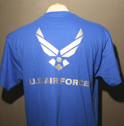 US AIR FORCE T SHIRT ROYAL NAVY BLUE   WING SYMBOL  