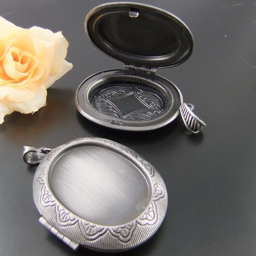 47mm gray Vintage look necklace locket pendants 2pcs  