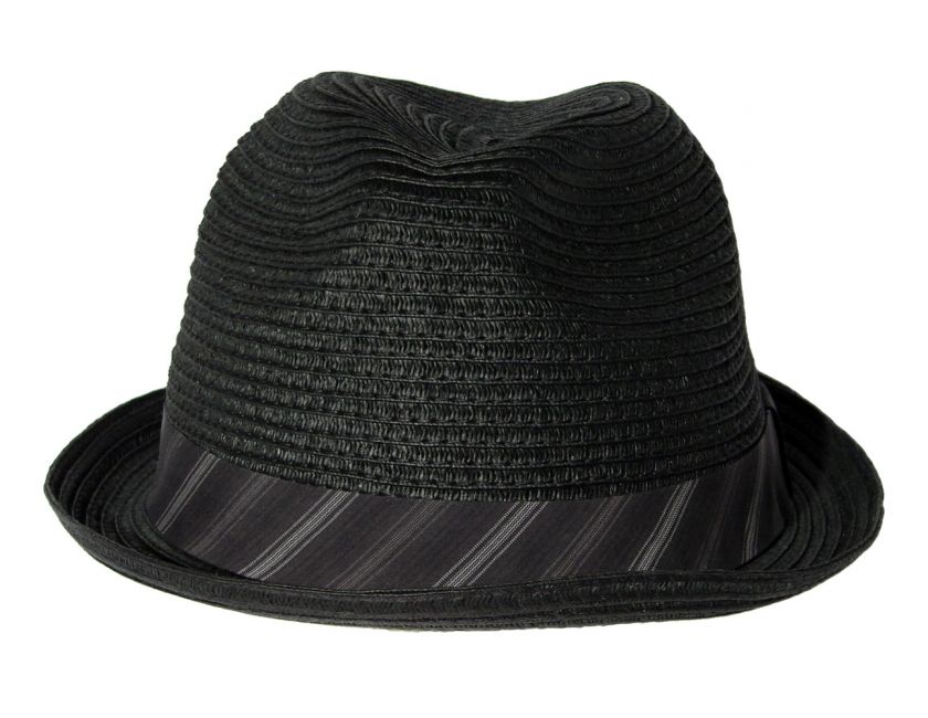 Broner Black Stingy Brim Fedora stripe band  