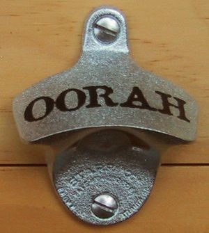 OORAH Marines Starr X metal wall mounted stationary bottle opener. The 