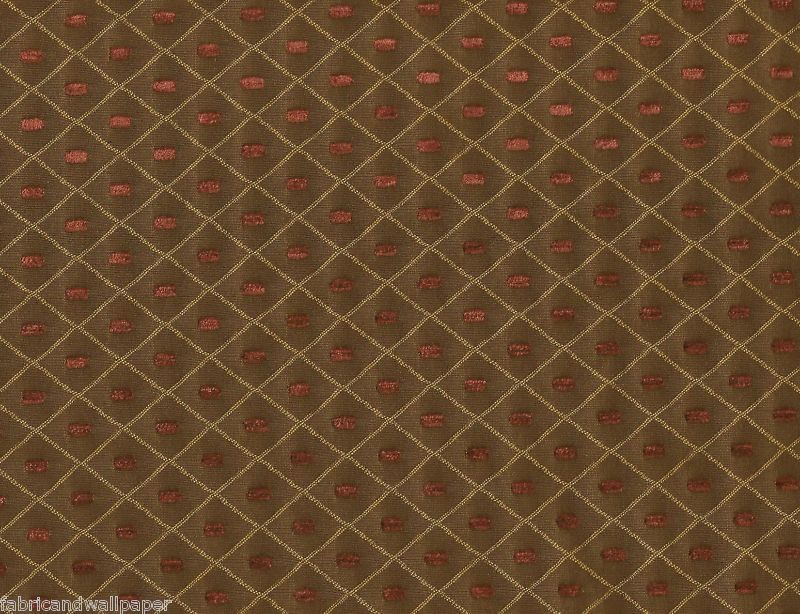 Upholstery Fabric Red Chenille Dots Diamond Pattern  