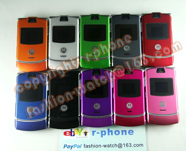 Motorola RAZR V3 Mobile Cell Phone Quadband Unlocked & Gift, 10 Colors 