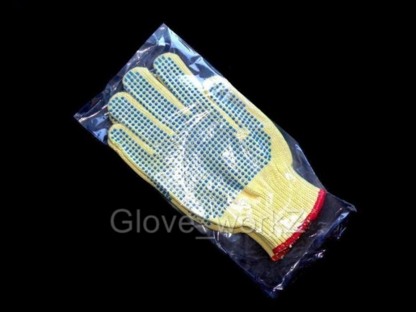 WORK GLOVES w/PVC DOTS 100% KEVLAR 7ga HvyWt 1pr Men XL  