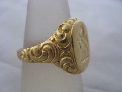   VICTORIAN 9ct GOLD PLATE CREST REARING HORSE RING SIZE R FREE P&P UK