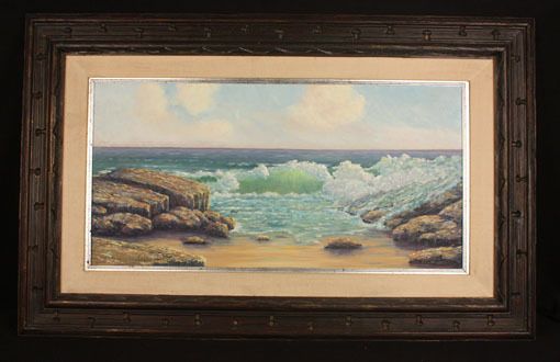   CALIFORNIA BEACH SEASCAPE OIL PAINTING LISTED W. EARLE BELL  