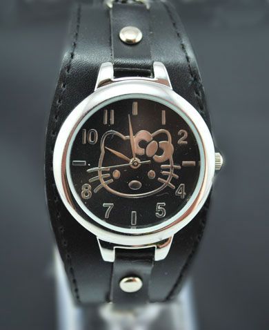 Lover Girl Cat Quartz Leather Strap Wrist Watch  